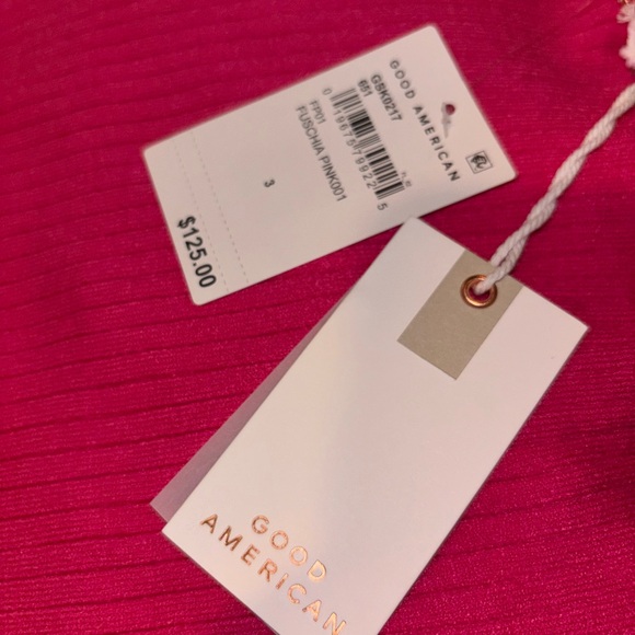 Good American Fuchsia Pink Ribbed Sweater Balloon Sleeve Size 3 NWT Cozy Boho - Picture 3 of 7